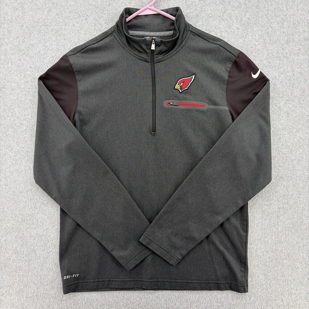 Nike Arizona Cardinals NFL On Field Dri-FIT 1/4 Zip Pullover Mens Small Gray